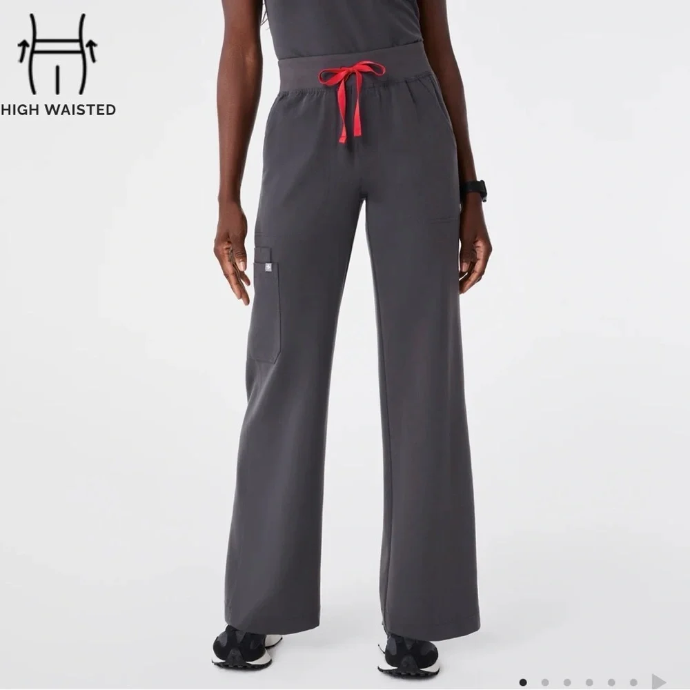 Women’s figs High Waisted Isabel Wide Leg Scrub Pants charcoal LG REG 1001567R - Picture 1 of 11